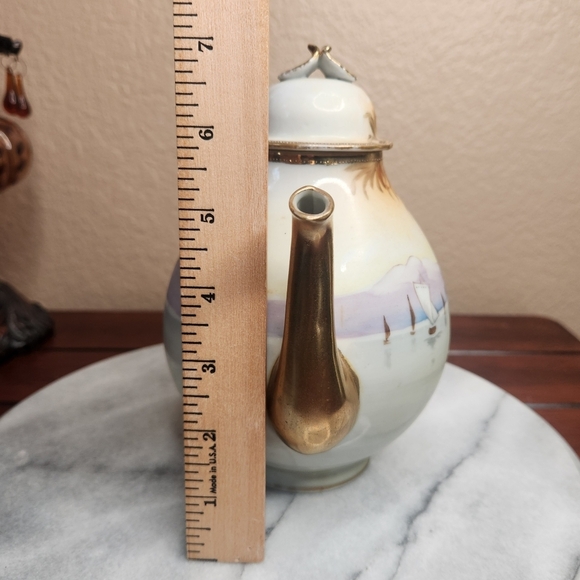 Vintage Nippon Hand Painted Palm Tree Tea Set Porcelain Good Condition - Picture 11 of 15